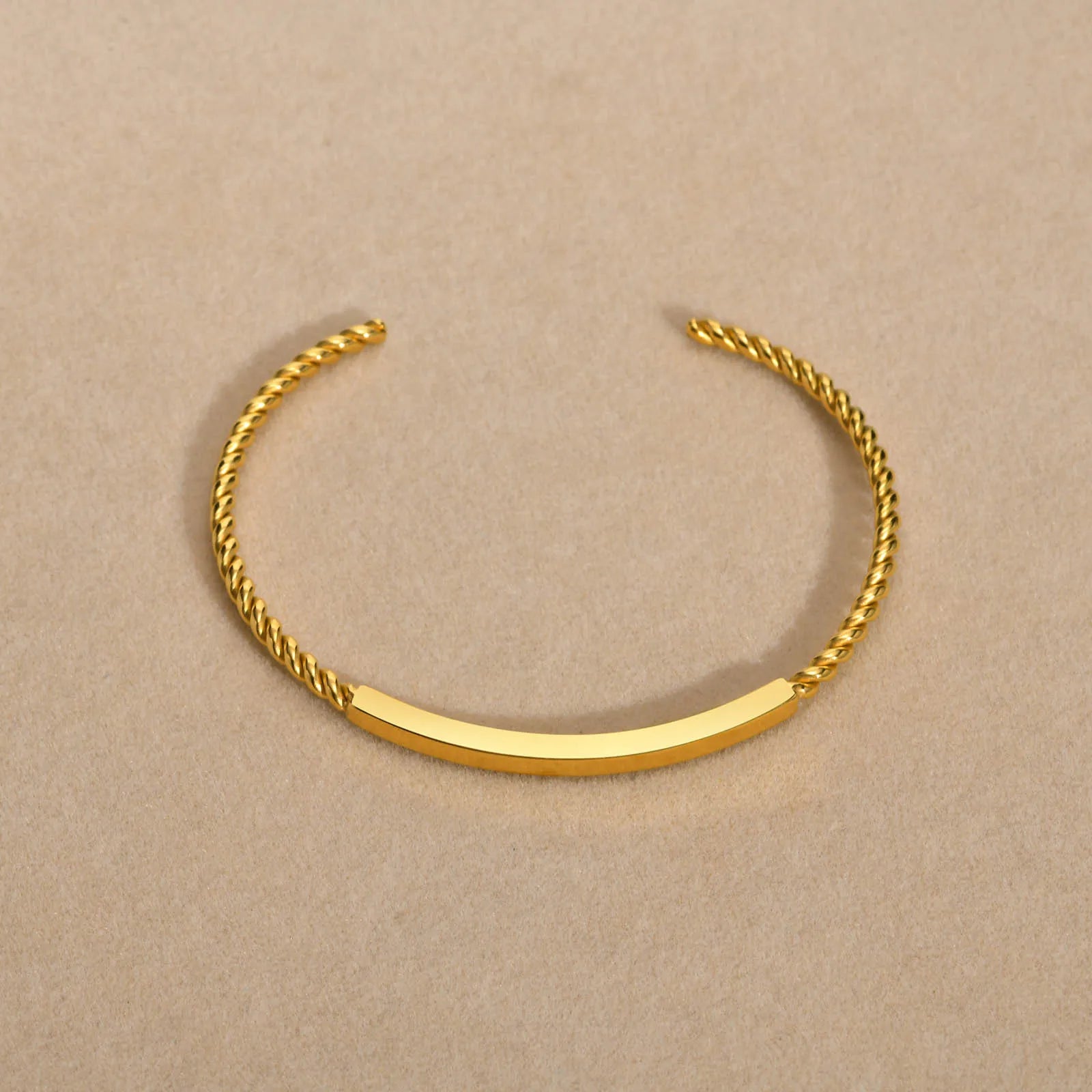 18K Real Gold Plated Opening Adjustable Bracelet Stainless Steel Twist Bangle Bracelet for Women Gift Jewelry