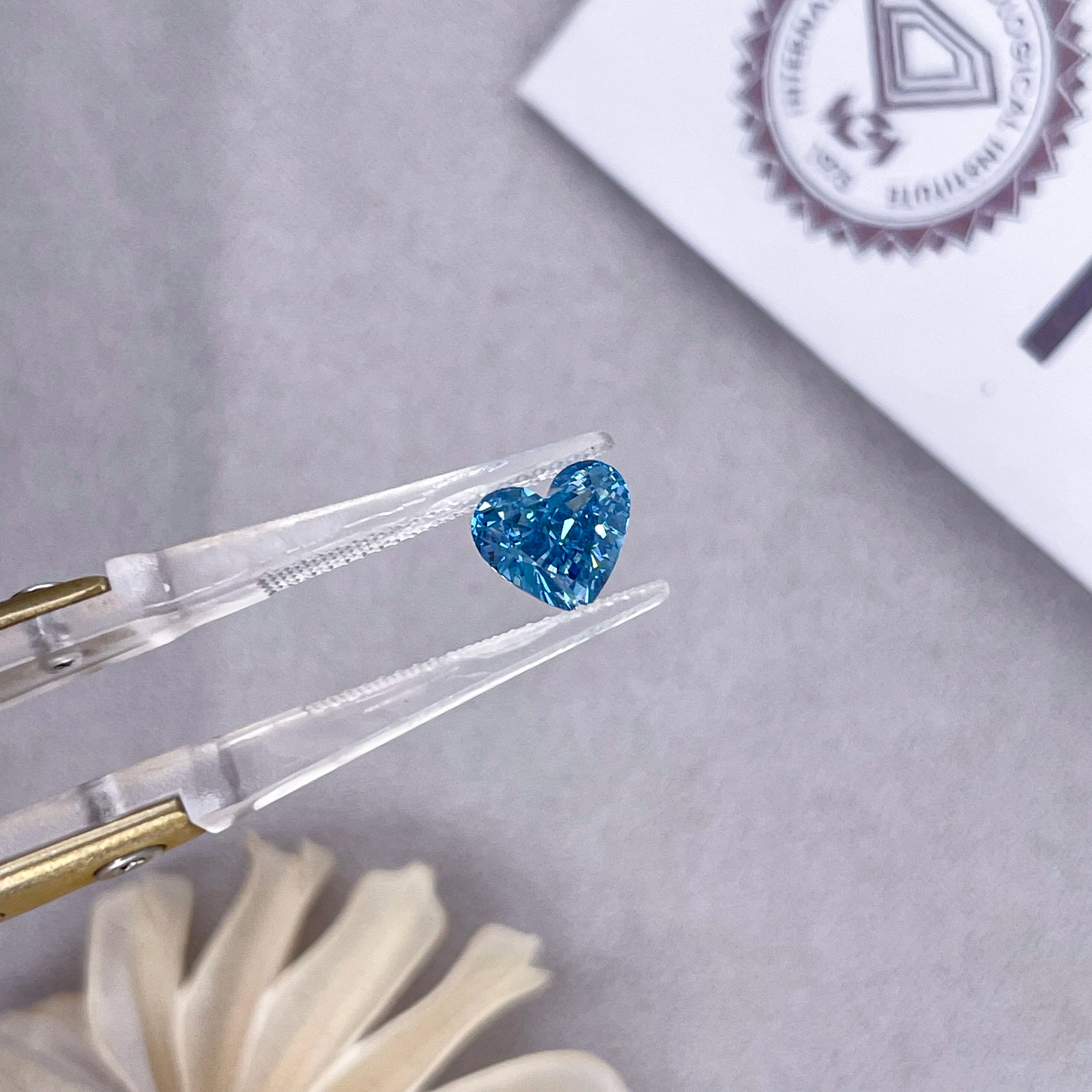 Starsgem 1.54ct Brilliant Cut Lab Grown Blue Diamond  Heart Shape with IGI Certificate Excellent Quality Jewelry Application
