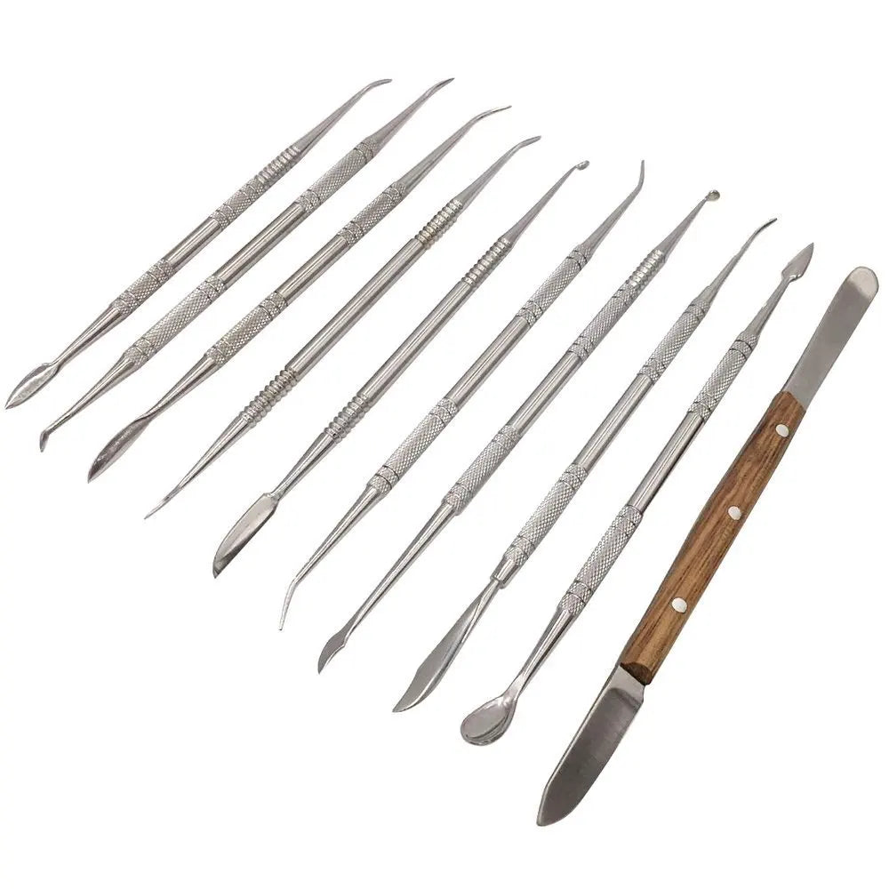 10pcs Dental Lab Stainless Steel Wax Carving Knife Dentist Sculpture Knife Dentistry Instrument Wax Carving Tool Set
