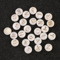 Natural 8*4MM round Freshwater Shell Spacer Beads 26 English Letters Alphabet Beads White Colour for Jewelry Making DIY