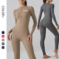 Half Zipper Fitness Gym Bodysuit One Piece Workout Suit for Women Four Way Stretch Nylon Jumpsuit Manufacturer