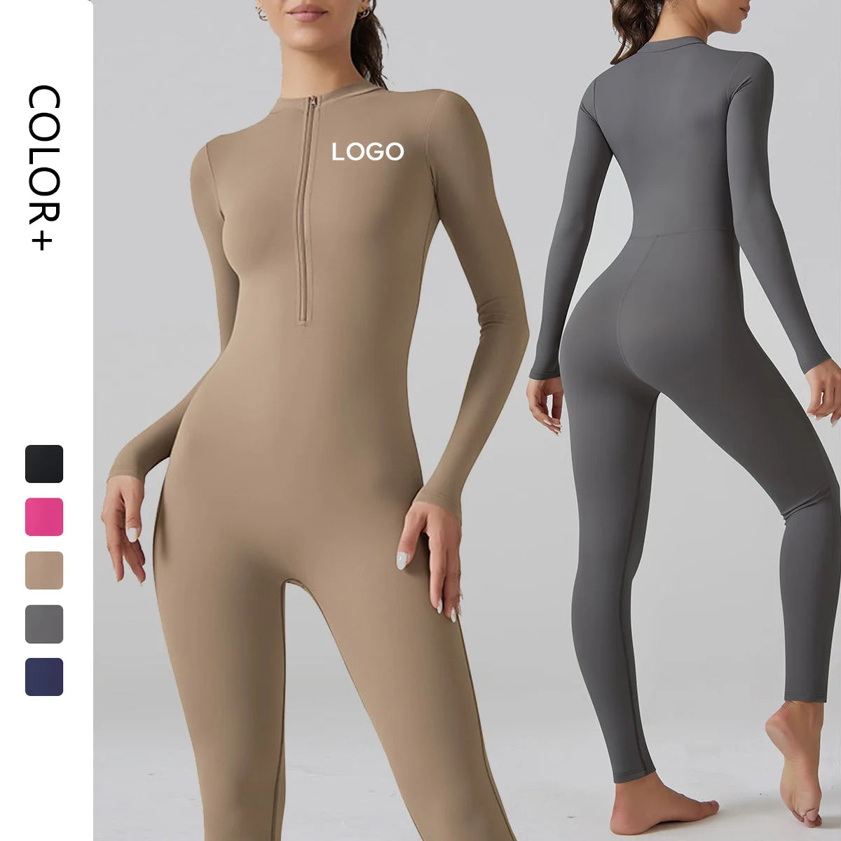 Half Zipper Fitness Gym Bodysuit One Piece Workout Suit for Women Four Way Stretch Nylon Jumpsuit Manufacturer