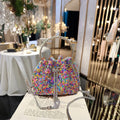 2025 Luxury Designer Ladies Bucket Clutch Evening Bags PVC Colourful Rhinestones Shoulder Bag Metal Handle Tassels Pearl Purse