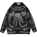 Oversized Sweater Men Women Harajuku Skull Graffiti Retro Vintage Knitted Sweater Unisex Cotton Pullover 2023 Autumn and Winter
