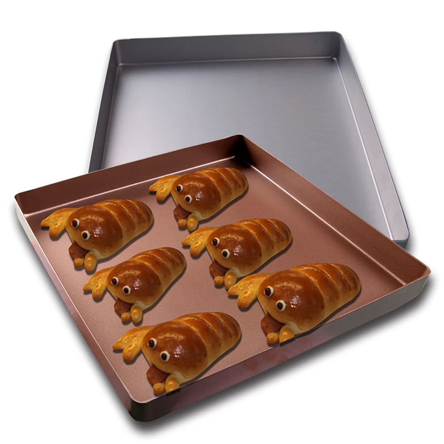 28x28cm Rectangular Baking Tray Perforated Bread Tray Aluminum Cake Mold Family Baking Mold