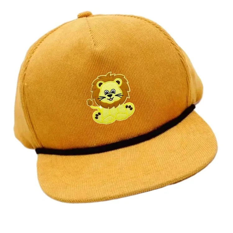 Custom 3D Embroidery 5-Panel Adjustable Unstructured Snap Back Cap 100% Cotton Corduroy Black Flat Brim Unisex Casual Four