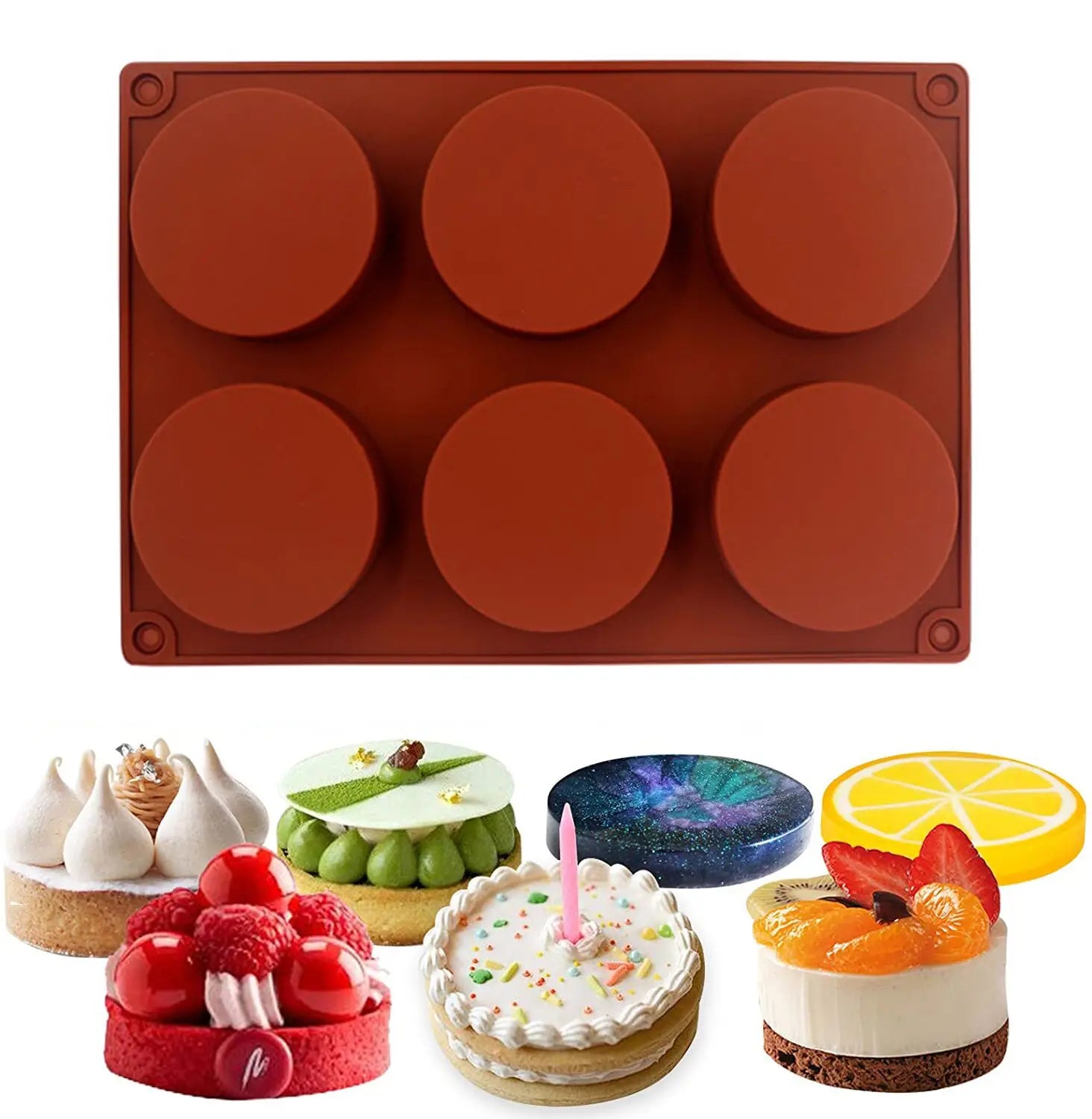 Small Size round Shape Silicone Mold 6 Holes for Mousse Cake and Handmade Soap Candle Baking OPP Bag Packed