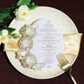 Customized Die Cut Flower Shape White Acrylic Wedding Menu Gold Mirror Acrylic Floral Design MegaBDM