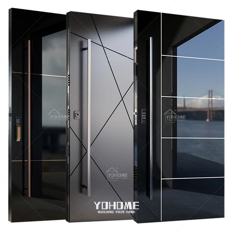 Australian Style Modern Aluminium Front Door Black Aluminium Main Doors Modern Aluminium Pivot Door