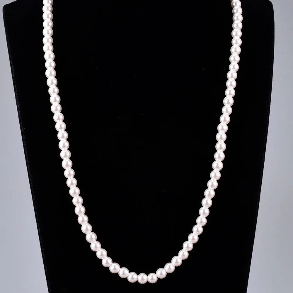 Vintage Trend Elegant Ladies Fashion Jewelry 18K Gold Plated Stainless Steel Women Men Collar Pearl Necklace