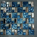 Sky Blue Color Glitter 3D Pattern Irregular Shape Electroplated Modern Backsplash Wall Tile Glass Bathroom Interior Decorations