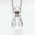 Hongzhuo Essential Oil Bottles Clear Quartz Silver Chain Perfume Pendant Charm Aromatherapy Crystal Stone Necklace Jewelry
