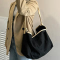 Large Capacity Commuter Women's Shoulder Bags Autumn Winter Contrast Color Ladies Canvas Bag Student Class Female Handheld Tote