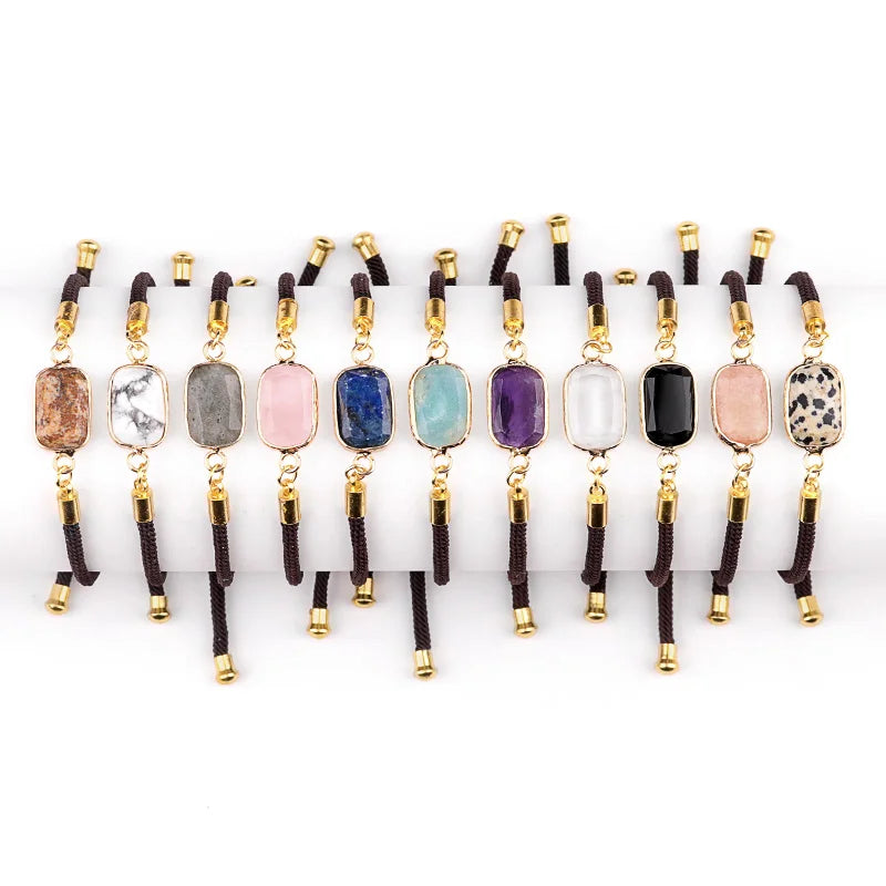 Fashional Gold Plated Natural Stone Charm Bracelet Personalized Adjustable Gemstone Witchcraft for Women's Party Gifts