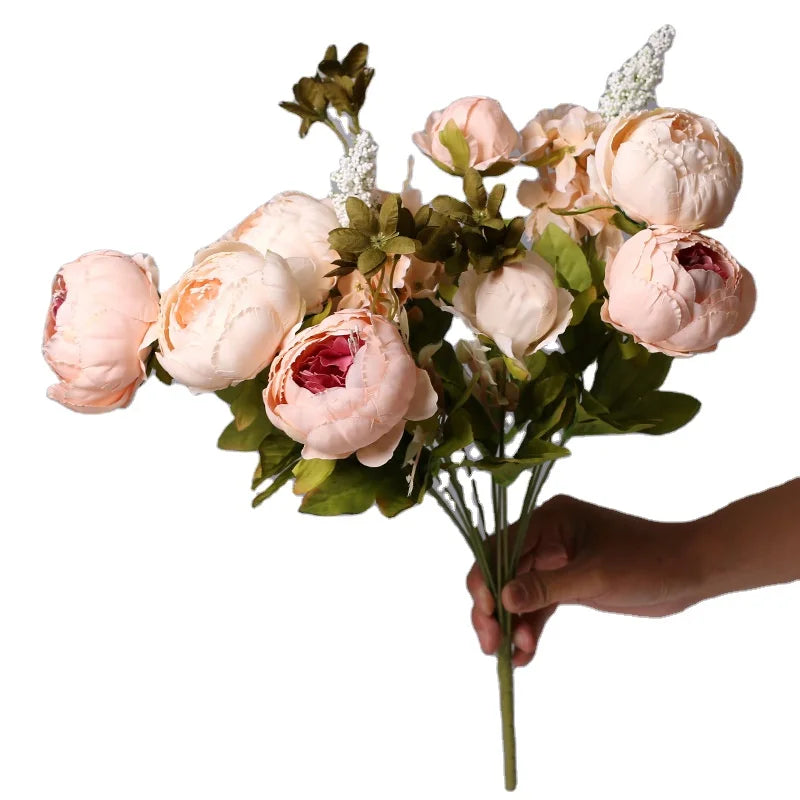 Hot Wedding Peonies Flower Bunch Peony Artificial Silk Flower Bouquet for Sale