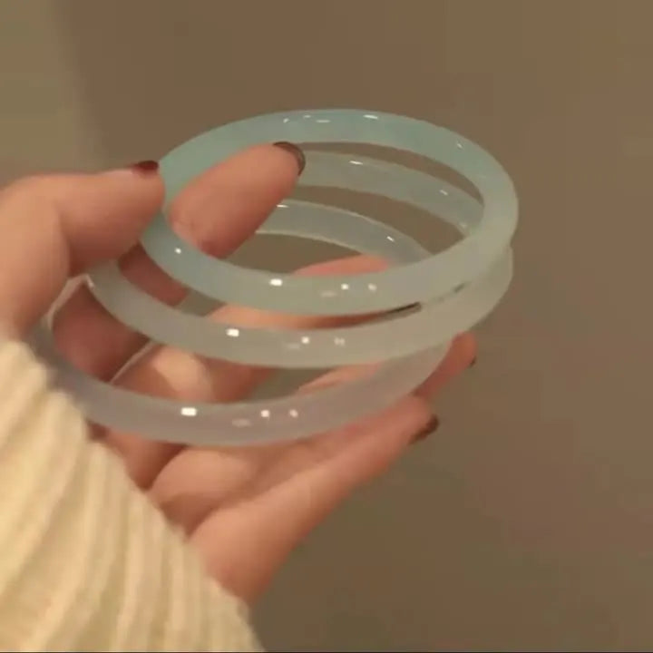 Genuine Natural Green Jade Bangle Bracelet Fashion Accessories Hand-Carved Lucky Amulet Jade Bangle Gelang Batu Giok