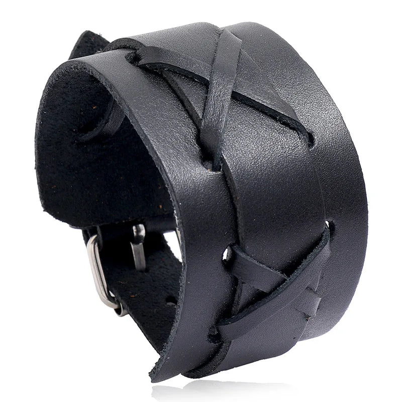 Retro Punk Style Leather Jewelry 2021 New Men's Leather Bracelet Personalized Wide Leather Bracelet