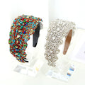 Fashion Hair Accessories Wide  Hair Hoop for  Long Hair Padded Diamante Rhinestone Bridal Hairbands for Women
