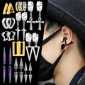 Wholesale Men Earrings Black Gold Silver Color Stainless Steel Polygonal Clip on Earrings Geometric Square Triangle Earrings