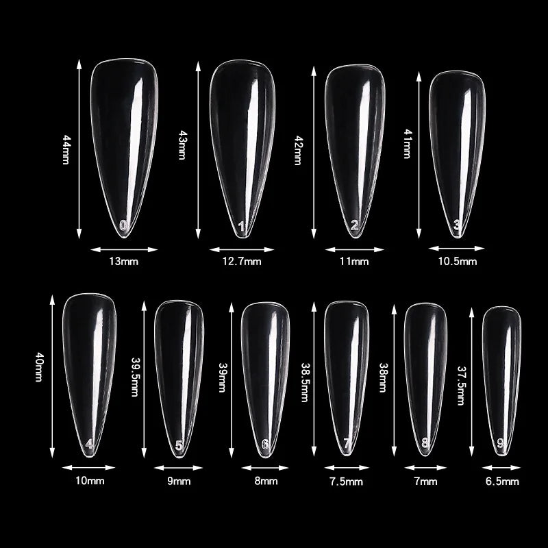 Salon Nail Tips Full Cover Clear Long Stiletto XXl Nail Tips Sharp Head False Nail Tips