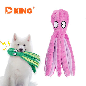 Durable Octopus Plush Dog Toy Squeaky Interactive No Stuffing Pet Toy for Large Medium Small Dogs