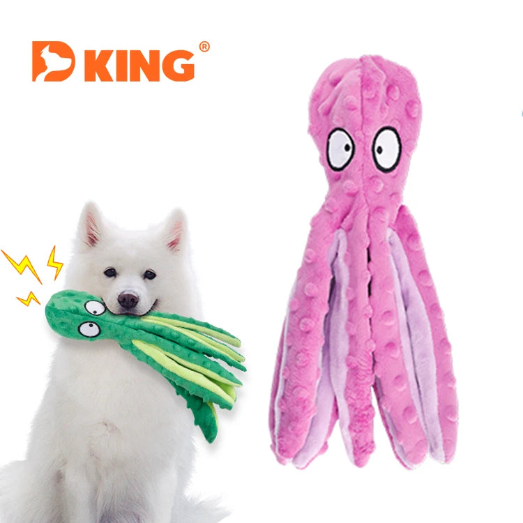 Durable Octopus Plush Dog Toy Squeaky Interactive No Stuffing Pet Toy for Large Medium Small Dogs