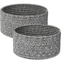 Small Woven Basket Cotton Woven Grey Basket for Gifts Mini Storage Tiny Decorative Boho Round Basket for Office Bathroom Bedroom