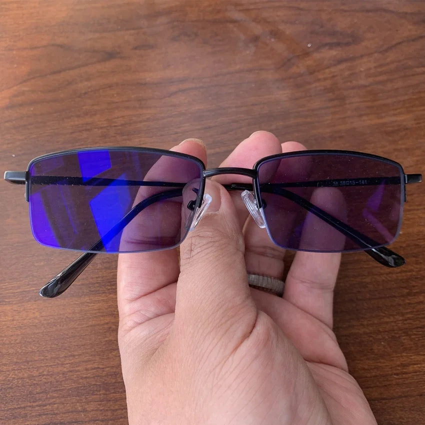 Men Photochromic Glasses Photogray Metal Half Frame Anti Reflection Blue Light Lunettes Antibleues Et Photochromiques Verified