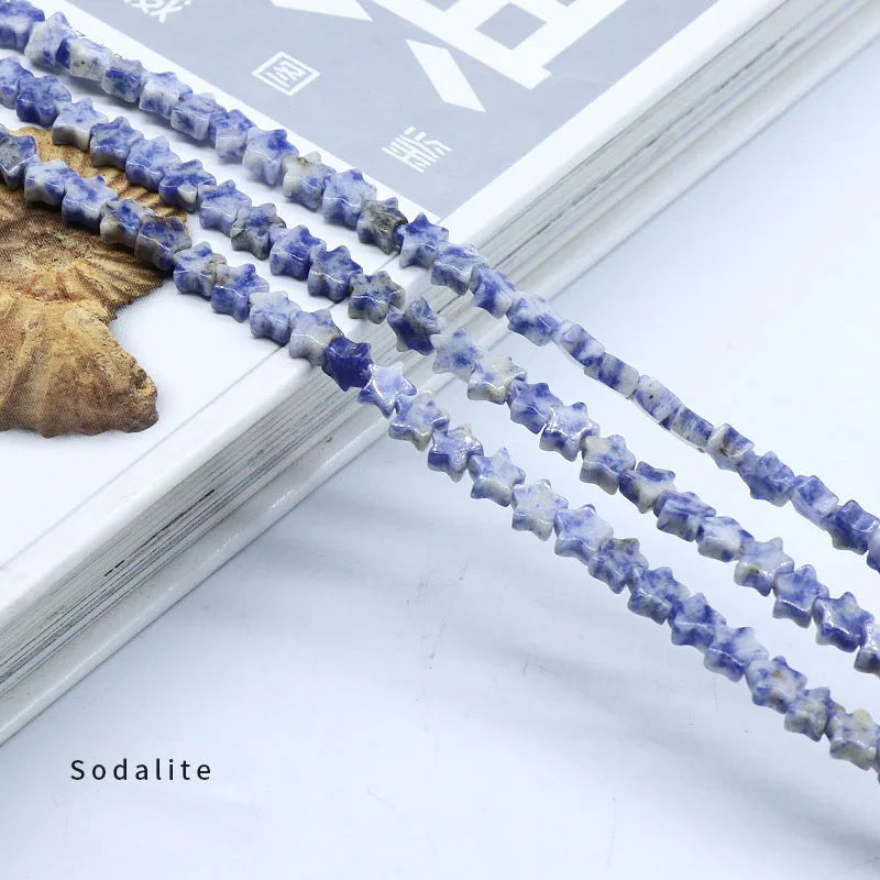 DIY Wholesale Blue Spot Jasper multi colors round loose five-point star shape beads for HZ decoration accessory
