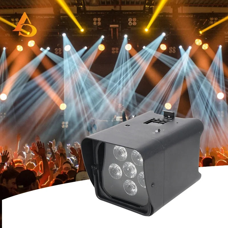 AICPOSE 6x18W LED Beam Lights DMX512 Control IP33 Rated 7800mAh Battery Wireless RGBWA+UV for Wedding Party DJ Stage with Case