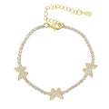 Hot Sale Gold Plated Stainless Steel Ankle Bracelets Bling Iced Out Tennis Chain Crystal Butterfly Bracelet Woman