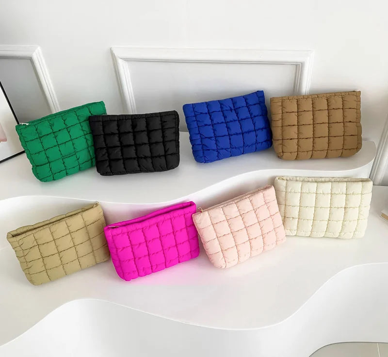 Puffy Makeup Pouch Funny Quilted Toiletry Bag Soft Puffy Women Zipper Quilted Cosmetic Bags Makeup Bag