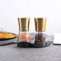 Golden 2 in 1 Salt and Pepper Grinder Set Manual Salt and Pepper Grinder Spice Grinder Mill Stainless Steel with Silicone Base