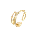 Minimalist Jewelry 925 Sterling Silver Plain Irregular Asymmetrical Weaved Gold Plated Open Rings for Women