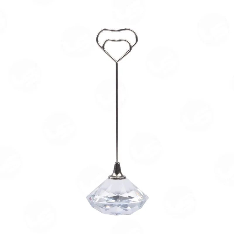 Wedding Favors Decoration Crystal Glass Diamond Shaped Place Name Card Holder