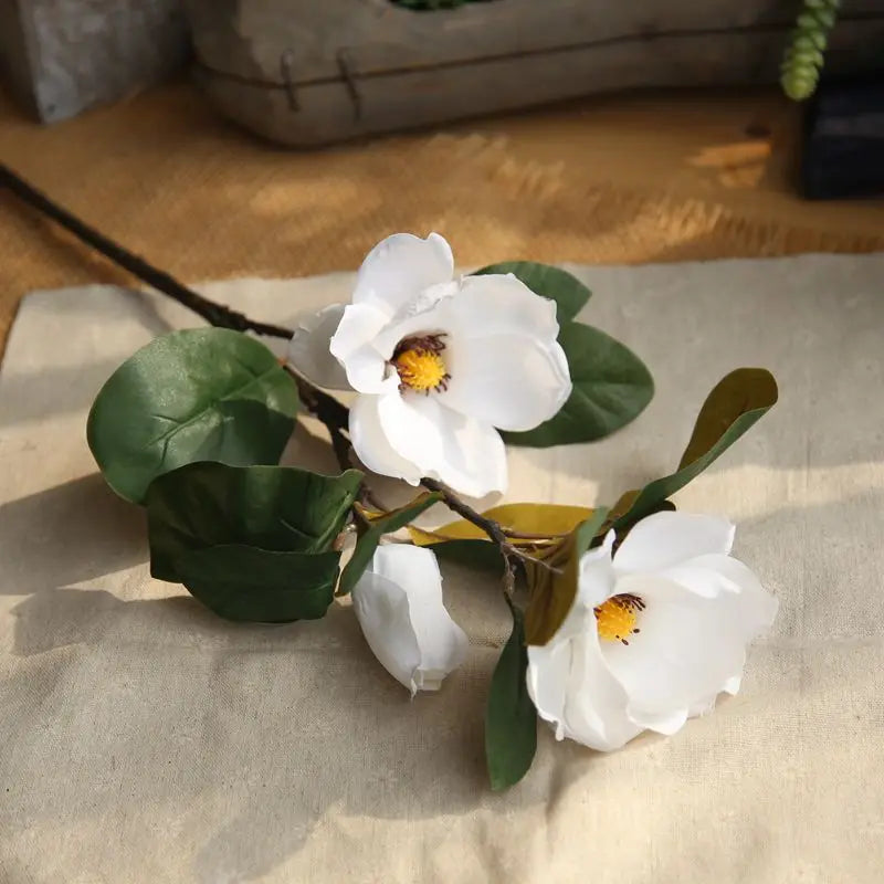 D-MG001 Artificial Flower Real Touch Magnolia Wreath Flowers Artificial Magnolia Branches Home Wedding Office Garden Decoration