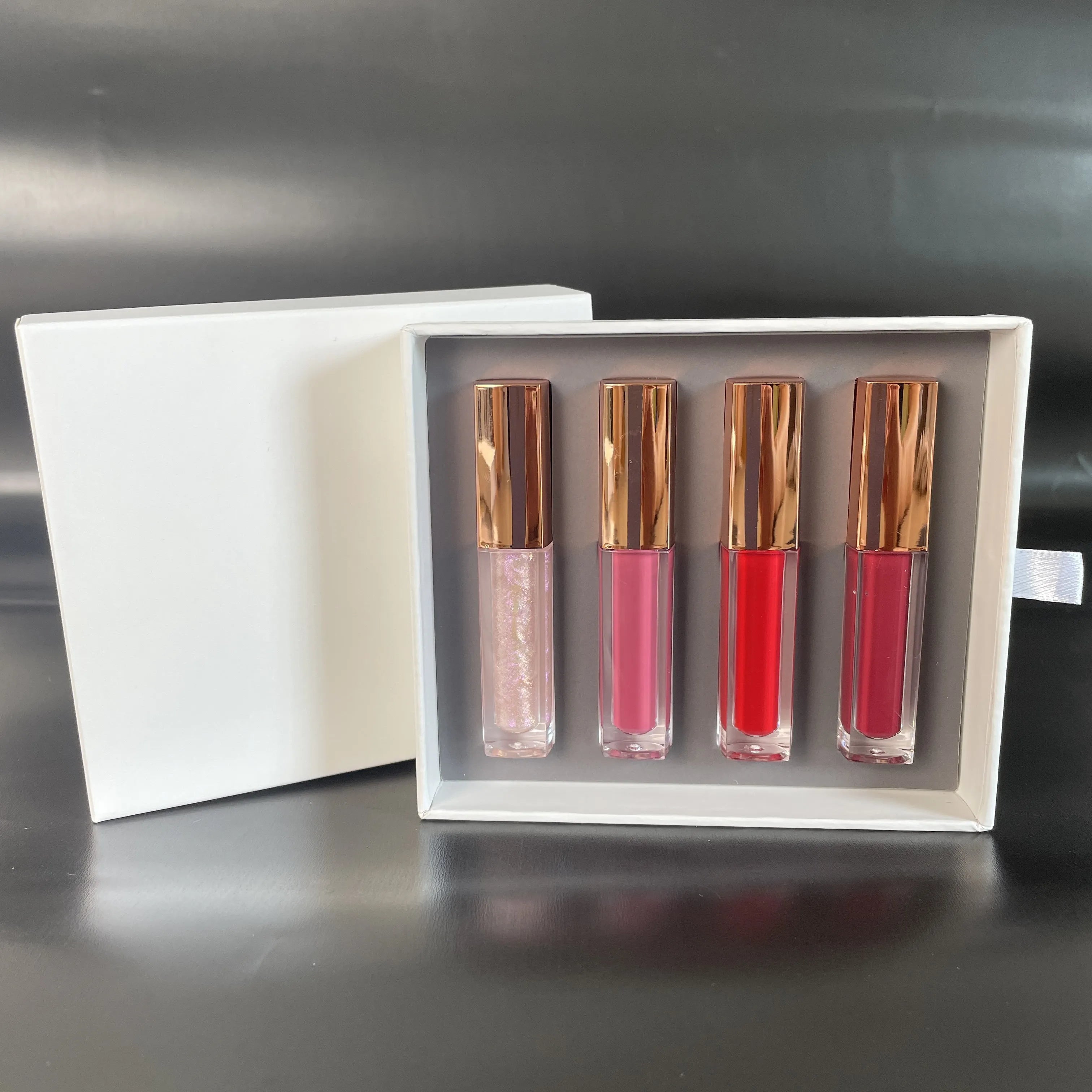 No logo 4 Color Lipstick Gift Set Lip Makeup Shine Lip Gloss and Waterproof Long Last Matte Liquid Lipstick Set Private Label