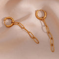 Guarantee Dreamshow 18k Gold Plated Paper Clip Chain Tassel Drop Earring Tarnish Free Stainless Steel Chain Earring Jewelry