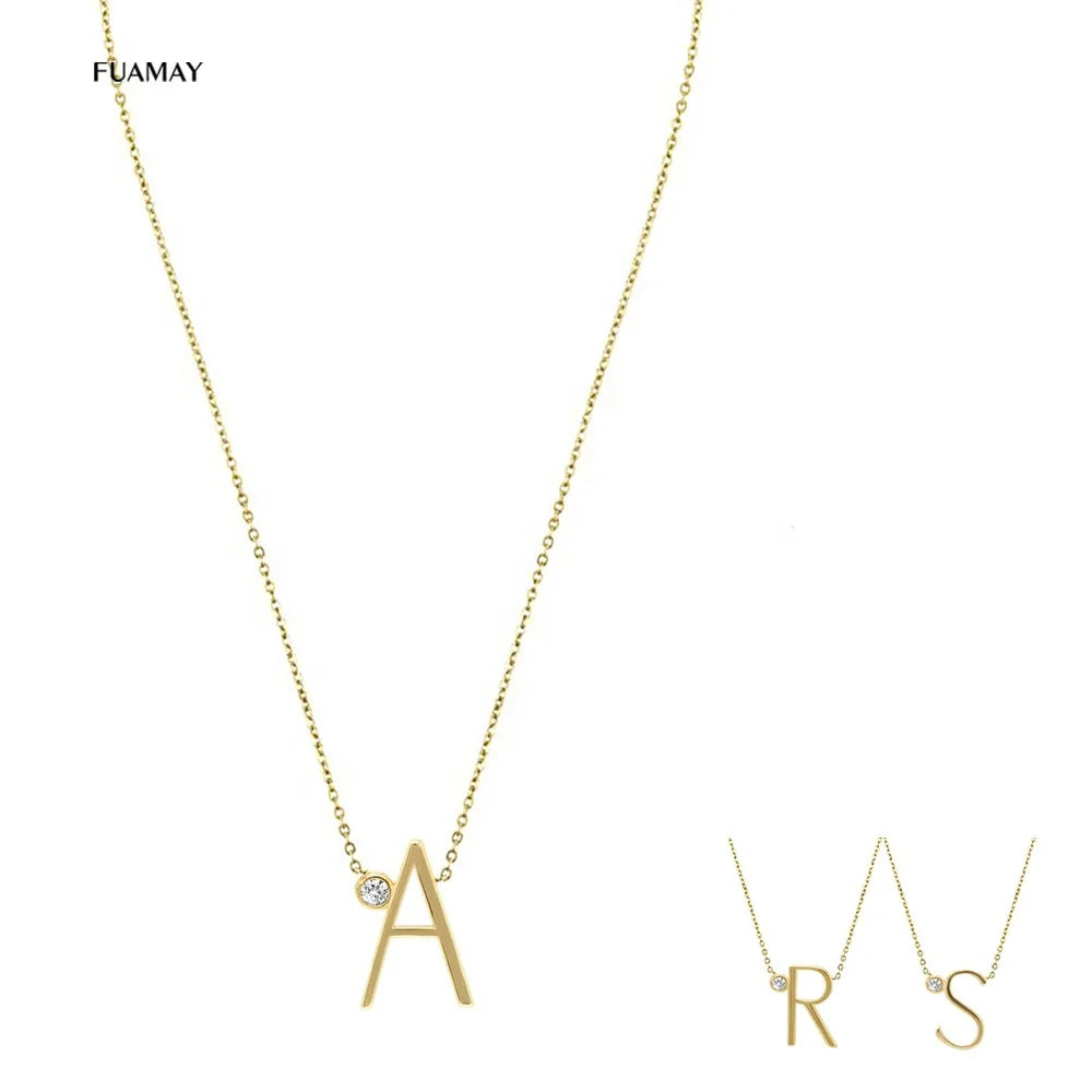 FUAMAY Silver Dainty 26 a B C D E FG  a to Z Initial Chokers Necklaces Clavicle Chain Small Pave Initial Chokers Necklaces