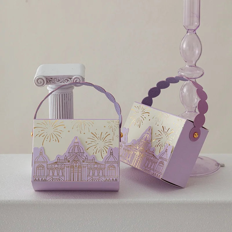 Elegant Luxury Party Invitation Favors Sweet Packaging Wedding Gift Chocolate Box Candy Box with Handle