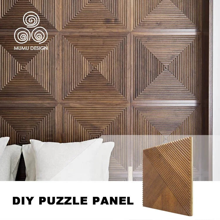 MUMU 3D Efficiency Traditional Flexible Decorative Easy Install Fluted Luxury Restaurant Solid Wood Wall Panel