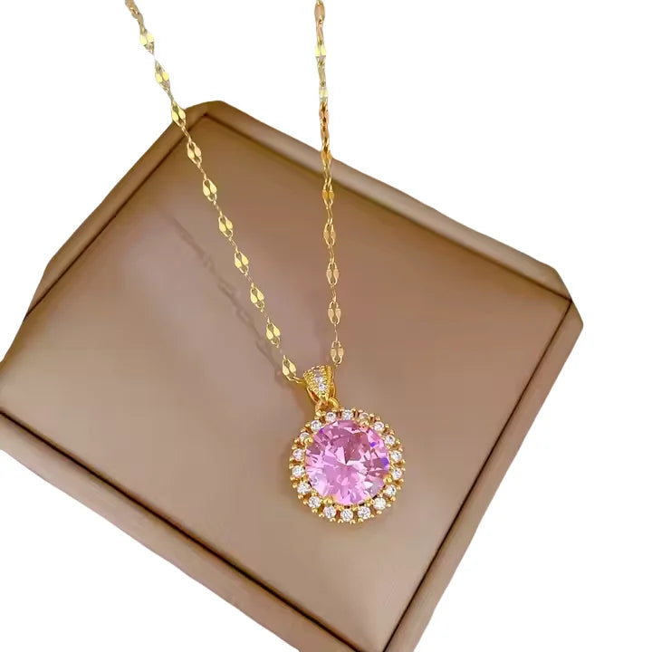 Fashion Geometric 88 Colors Assorted Jewelry Diamond Necklaces Stainless Steel Choker Chain Necklaces for Women
