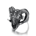 Custom Design 316 Stainless Steel Vintage 3D Casting Model Goat Ring Men Skull Rings for Men's Women