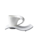 Factory Wholesale White Handle Coffee Cup with Wave Bottom Plate