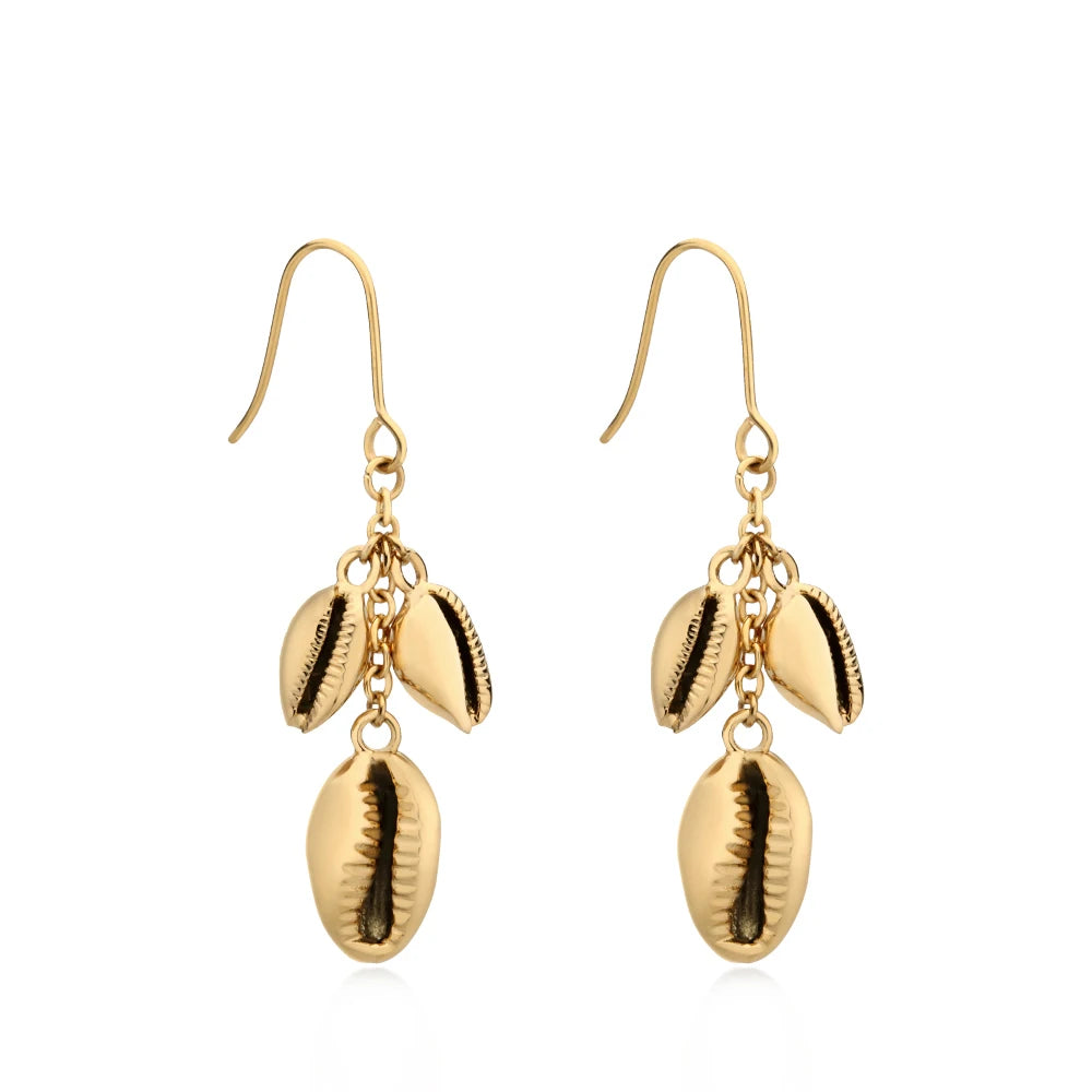 OEM Collection of Gold Plated Drop Earrings for Women Nantiallergy Metal Shell Fashion Jewelry Brand Oorbellen