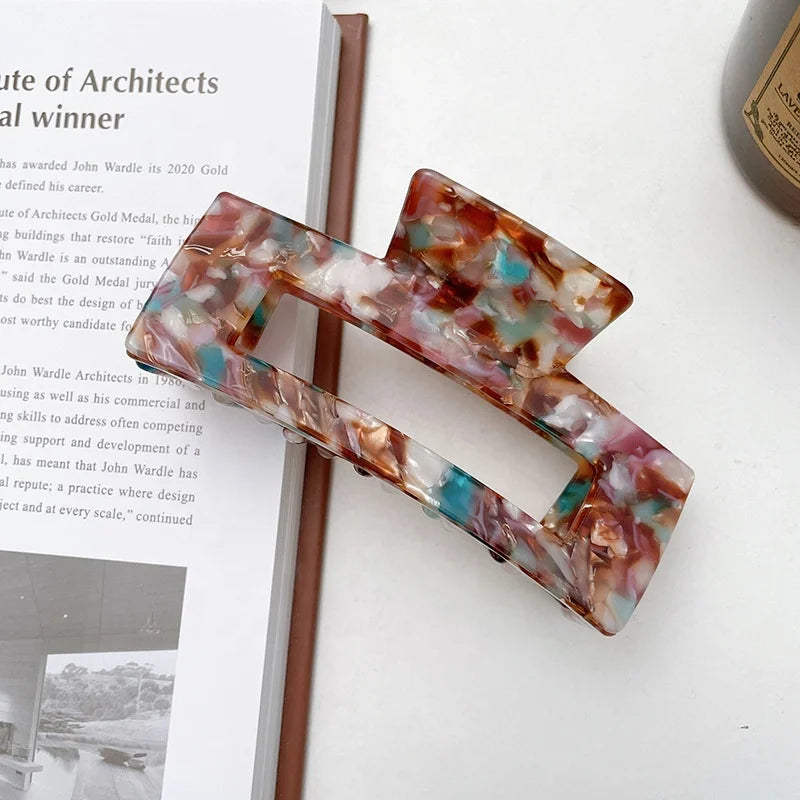 New Multiple Combinations Hair Claw Multi-color Square Heart-shaped Hollow Frosted Shark Clip Frosted Geometric Flower Keel Claw