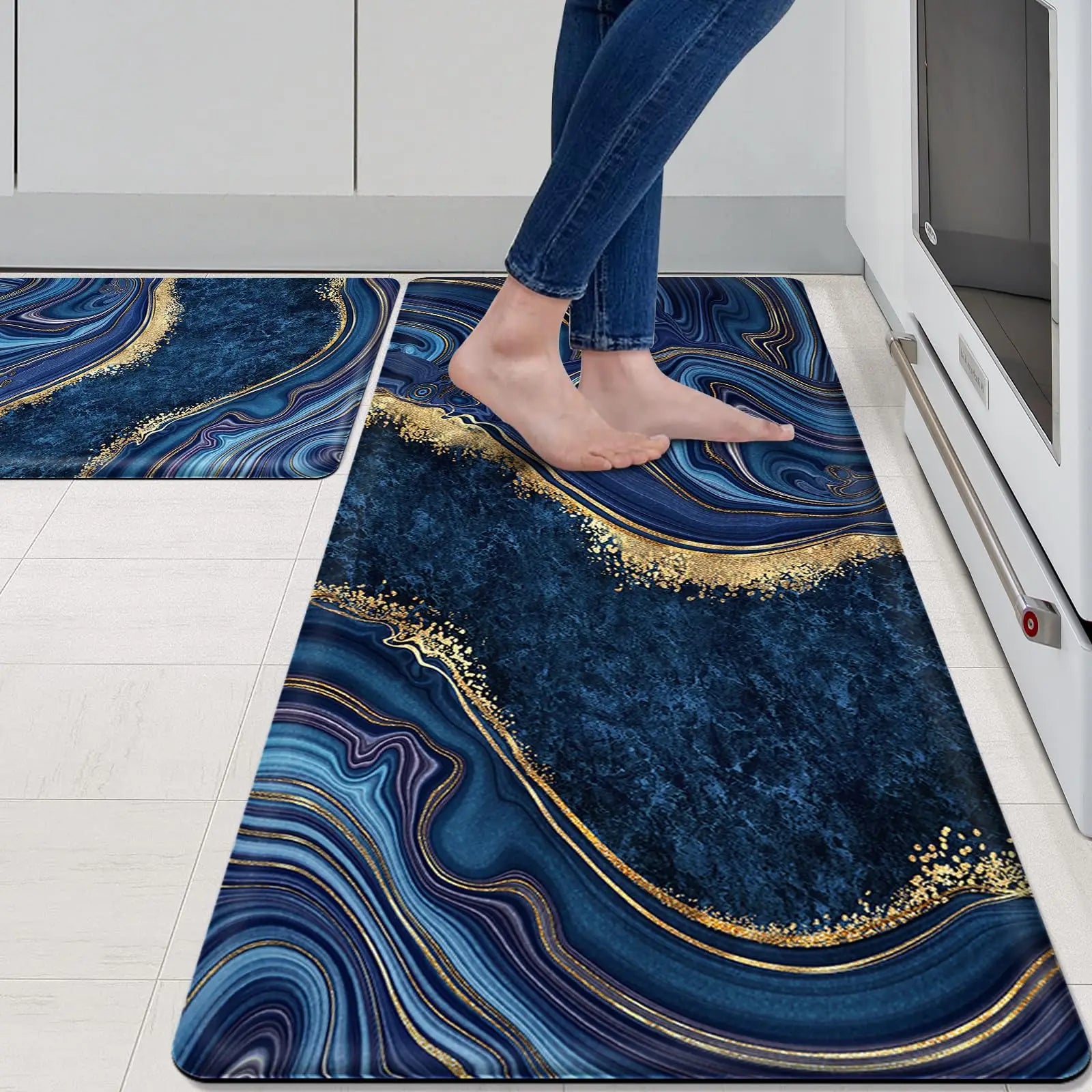 Kitchen Mat for Floor Non Slip Kitchen Mats Sets Waterproof PVC Cushioned Anti Fatigue Kitchen Rugs for Home Office