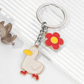 Lovely Enamel Flower Pendant Key Chain Bag Charms Lucky Yellow Duck Keychain Accessories