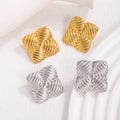 Wholesale Gold Plated Stainless Steel Texture Square Stud Earrings for Women