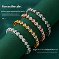 Luxury High-End Copper Alloy Crystal Heart Bracelet Women Trendy Gold Diamond-encrusted Roman Fashion Chain Link Bead Zircon